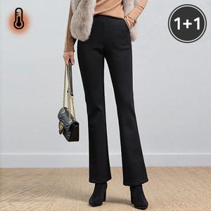 ★1+1★[유니제이] 빅사이즈 세미부츠컷 기모 밴딩팬츠/~99size