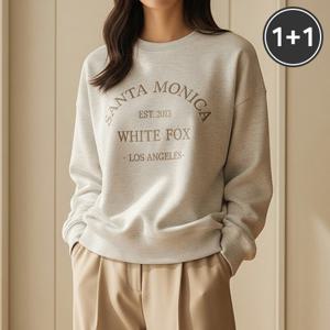 ★1+1★[유니제이] 스노우 기모 레터링 맨투맨