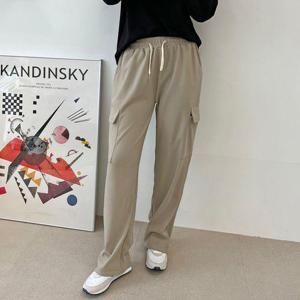 패션템 여자 일자바지 밴딩 롱 트레이닝복 고무줄 카고팬츠 데일리룩