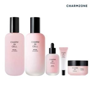 참존 참인셀 리추얼 5종세트(소프너+에멀전+앰플+크림+아이크림)+쇼핑백