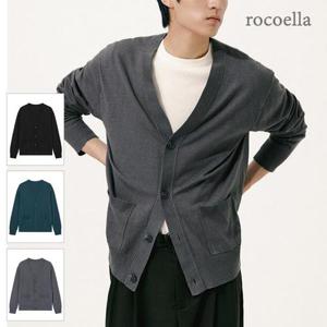 [로코엘라] 노튼 플레인 텐션업 남성 V넥 가디건