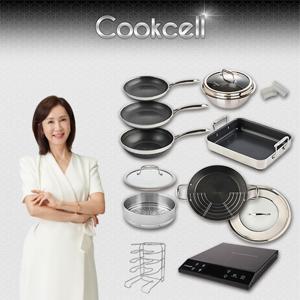 [쿡셀] 블랙큐브 세라믹 IH프라이팬+가마솥+패밀리팬 특집구성(프라이팬22cm, 프라이팬28cm, 궁중팬28cm)+사각멀티팬+가마솥22cm/뚜껑, 36패밀리팬/뚜껑, 28찜기, 28유리뚜껑, 실리콘 손잡이(2P)+프라이팬거치대,쿡셀인덕션