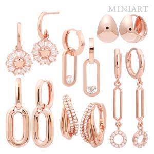 14K 로즈 골드 원터치 링 금침 귀걸이