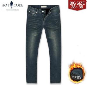 [핫코드]남자 기모청바지 빅사이즈 스판 슬림일자 HC036 행사 (기모본딩)
