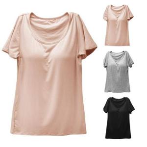 [마이핏]여성용 모달 브라탑 캡내장 반팔 티셔츠