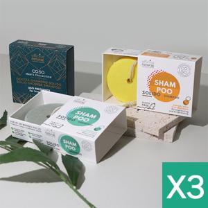 [오피치나나뚜래] 단단한 샴푸바/컨디셔너바 64gx3개 강화윤기 영양보호 레몬향 바닐라향 선택