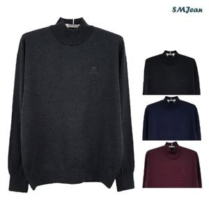 SMJ1409 울혼방 니트 반폴라 티셔츠 남성 겨울 티셔츠 폴라티
