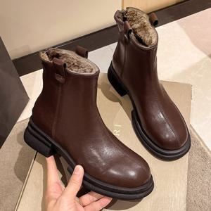 [블루밍룸] 큐엘 퍼안감 집업 앵클부츠