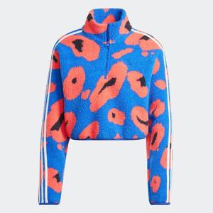아디다스 애니멀 프린트 플리스 크롭 반집업 탑 B4 IY1664