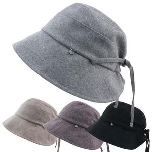 [나비드원]리본끈 울 챙 벙거지 겨울 중년 여성 방한 보온 패션모자/YL107