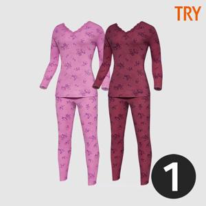 [트라이]트라이 꽃무늬내복 할머니내의선물 면100 레이스 양면 순면 겨울 동내의 세트