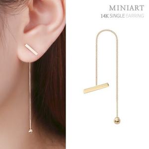 [미니아트] 14K 스틱 롱 체인 귀걸이 드롭 피어싱 이어링 G696 (한쪽)