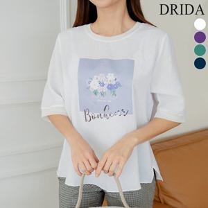 엄마옷 드리다 여자 여름 프린팅 빅사이즈 반팔 티 블라우스 40-50대 미시 중년여성 캐주얼 하객 출근 마담