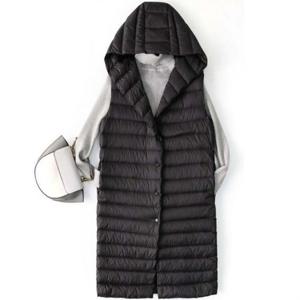 패딩조끼 퀼팅쪼끼 누빔 겨울 여성 남성 패딩 후드 조끼 여성롱 롱 덕 다운 경량