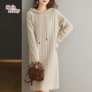 [쉬즈프리티]그램후드니트원피스