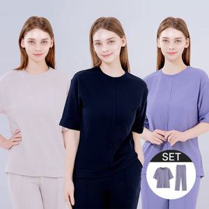 홈웨어 반팔 티셔츠+와이드 팬츠 세트