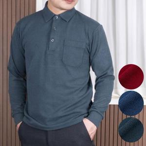 [중년의 품격]겨울 남성 따뜻한 면 테드 카라 티셔츠