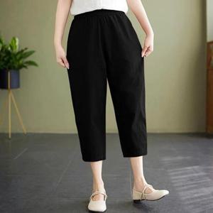 여성 여름 밴딩 고무줄 7부 와이드팬츠 마바지 린넨