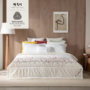 [SK 플라워 워싱 1세트]박술녀  호주산 양모 100% 워싱 누빔이불1장+베개커버1장
