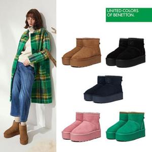 [시슬리]베네통 천연가죽 양털 부츠