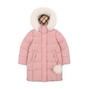 [백화점 출고] 닥스 키즈 여아 패딩 쉐도우 폭스퍼 키링 덕다운 핑크 털 퍼 후드 후디 롱 다운