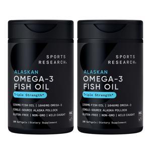 [APP전용][유통기한 2028.01] 스포츠리서치 알래스카산 오메가3 피쉬 오일 트리플 스트렝스 소프트젤 180정 1/2/3통
