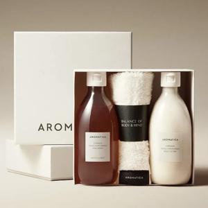[선물세트][브랜드공식]아로마티카 임브레이스 바디2종(워시300ml+로션300ml) 네롤리 패츌리 향 (+타올내장)