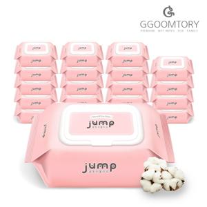 꿈토리물티슈 뉴넉넉한점프 도톰한 엠보싱 저자극 아기물티슈 캡형 100매 20팩 55평량