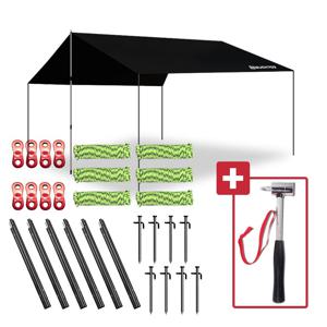 BUCK703 [중형/대형] SALE 블랙코팅 암막타프 풀세트 타프 렉타타프 타프폴대 텐트 그늘막 캠핑매트