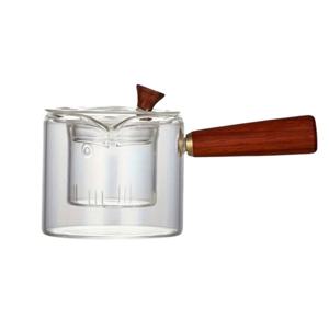 우드핸들 내열유리 티포트 400ml 차주전자 차우림 녹차포트 티팟 유리저그