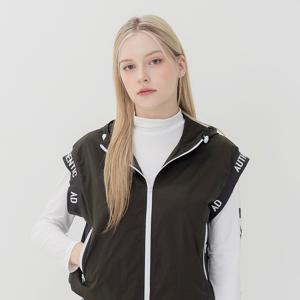 아델라이크 소매 레터링 포인트 후드 겨울 패딩 베스트 여자 빅사이즈 골프웨어 여자골프조끼 골프패딩베스트