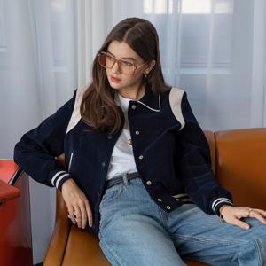 VO_O3700 Coduroy varsity jacket_Deep navy