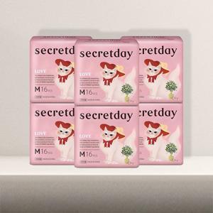 시크릿데이 러브 생리대 날개형 입는오버나이트 중형 16개입 x 6세트