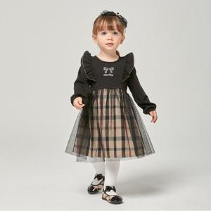 공식  닥스베이비 상의 져지 하우스체크 샤 MIX 원피스 EUF31NA61M_BK