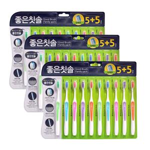 바른생활 얇은헤드칫솔 12입 1세트/그린티 24개입/얇은헤드