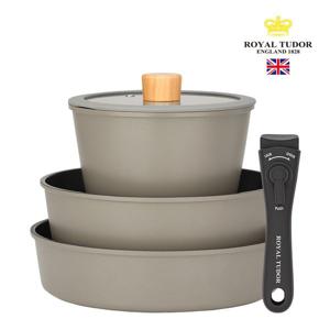 [로얄튜더] 브리티쉬 IH 멀티쿡 5P 세트 (프라이팬, 냄비, 코펠, 분리형 핸들)