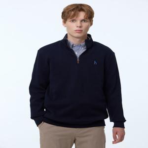 [24FW] [스테디셀러] 네이비 짜임 면 긴팔반집업티셔츠 WHTS4D433N2