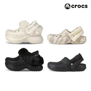 크록스 퍼프 스트랩 / 베이 라인드 클로그 겨울 방한 털슬리퍼 4종택1