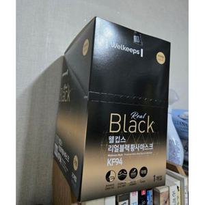 [25개입] 웰킵스 리얼블랙 미세먼지 황사 방역 마스크 KF94 대형