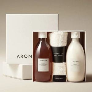 [선물세트][브랜드공식]아로마티카 임브레이스 바디2종(워시300ml+로션300ml) 네롤리 패츌리 향 (+타올내장)