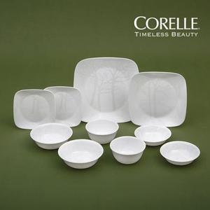 [코렐] 실버트리 사각 2인 10P (식기 세트, 접시, 그릇)