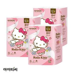 [(주)아이티씨] 극초특가 헬로키티 3겹 큐티 화장지 30롤 3팩