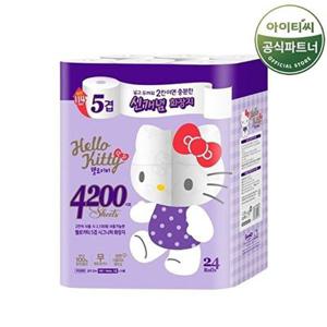 [홈스웰]헬로키티 5겹 천연펄프 시그니처화장지 (20M 24롤x1팩) 총24롤