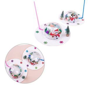 눈사람마을 풍경도안 투명 만들기 놀이 공불기 스노우볼 장식 스티로폼 입바람 빨대