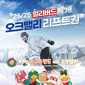 25/26시즌 오크밸리 얼리버드 스키리프트권/장비렌탈/눈놀이동산 (with 쿠키런 스위트랜드), ~2월 22일까지