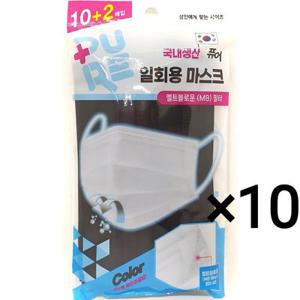 퓨어 일회용 마스크 검정 12매 10개