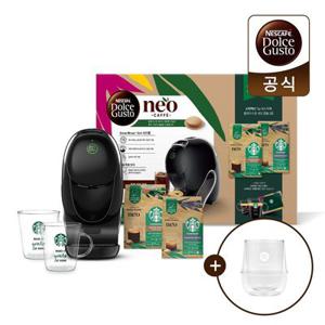 돌체구스토 커피머신 네오 번들 블랙+캡슐2박스+글라스머그2P+네오 더블윌글라스잔 250ml