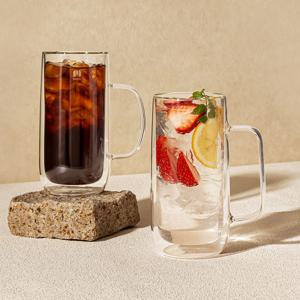 1+1 몬즈 더블월 내열유리 이중컵 룽고 600ml 하이볼 맥주잔