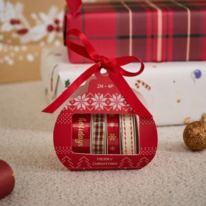 크리스마스 데코리본 2M 4P세트 레드