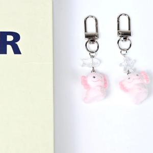 행복한 우파루파 키링 귀여운 선물 생일 여자 남자 친구 우정 사랑 키홀더 차키 아홀로틀